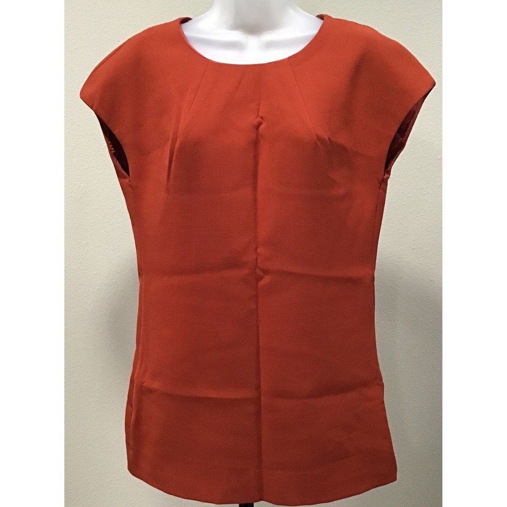 Trina‎ Turk Rust Fitted Top Size 4 MSRP $188+ Fully Lined Long Cap Sleeve